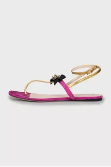 Sandals made of suede and leather with decor
