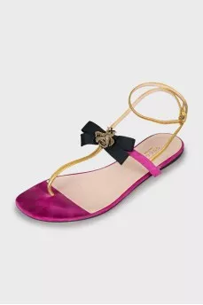 Sandals made of suede and leather with decor