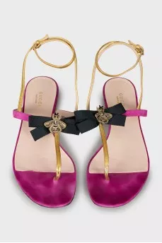 Sandals made of suede and leather with decor