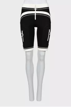 Black and white cycling shorts with raised seams