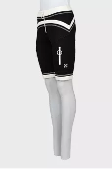 Black and white cycling shorts with raised seams