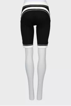 Black and white cycling shorts with raised seams