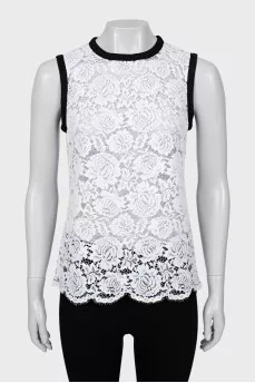 Black and white lace tank