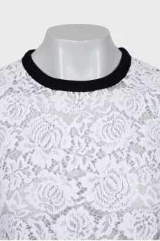 Black and white lace tank