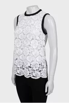 Black and white lace tank
