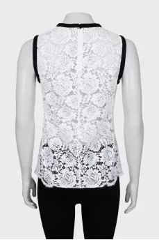 Black and white lace tank