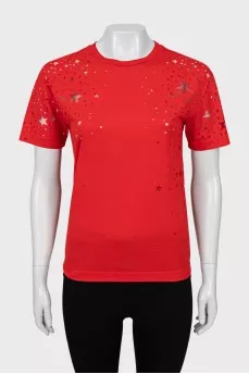 Red mesh T-shirt
