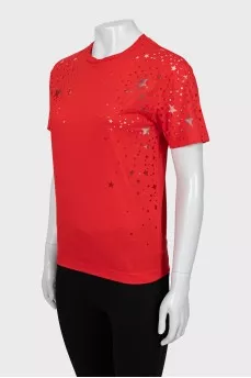 Red mesh T-shirt