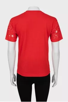 Red mesh T-shirt