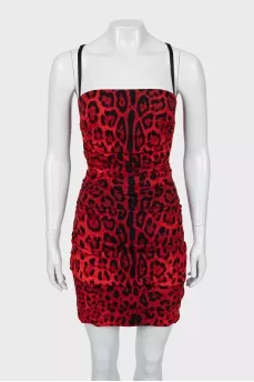 Animal print dress with draping