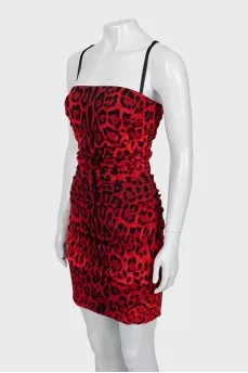 Animal print dress with draping