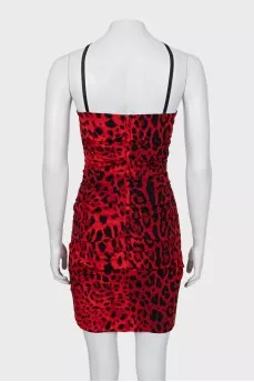 Animal print dress with draping