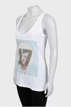 Longline tank with print