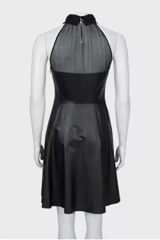 Leather dress with high neck