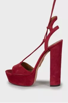 Burgundy suede sandals
