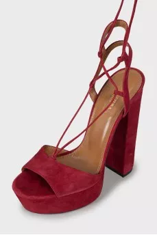 Burgundy suede sandals