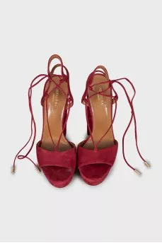 Burgundy suede sandals