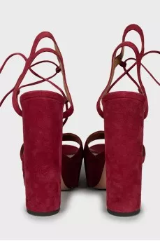 Burgundy suede sandals