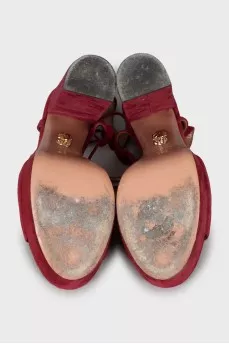 Burgundy suede sandals