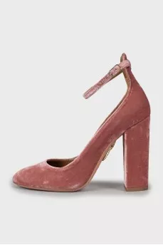 Velor block heels