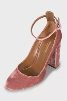 Velor block heels