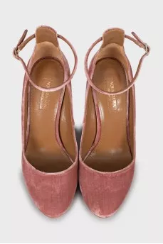 Velor block heels
