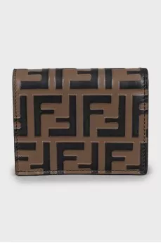 Leather wallet with embossing and tag