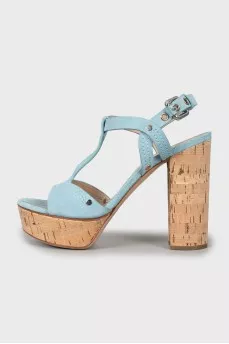 Suede sandals with silver hardware