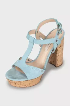 Suede sandals with silver hardware