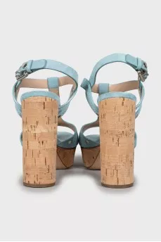 Suede sandals with silver hardware