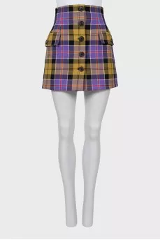 Checkered wool skirt