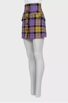 Checkered wool skirt