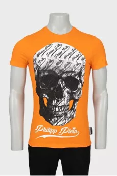 Men's orange printed T-shirt