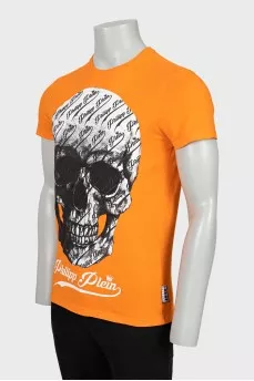 Men's orange printed T-shirt