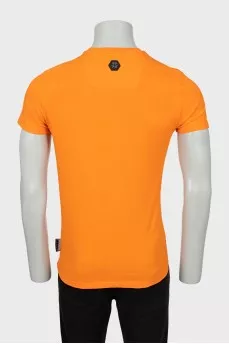Men's orange printed T-shirt