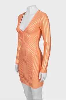 Gold striped dress with tag