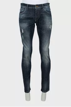 Чоловічі джинси slim fit з потертим ефектом