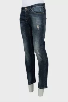 Чоловічі джинси slim fit з потертим ефектом