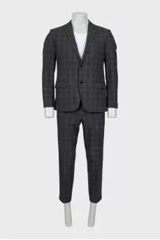 Men's checked wool suit