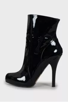 Patent leather heeled ankle boots