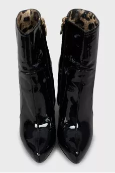 Patent leather heeled ankle boots