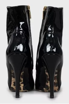 Patent leather heeled ankle boots