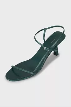 Green leather heeled sandals