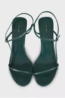 Green leather heeled sandals