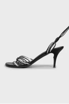 Two-tone tie sandals