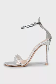 Silver high heel sandals