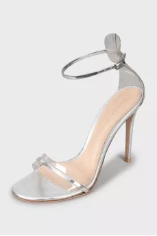 Silver high heel sandals