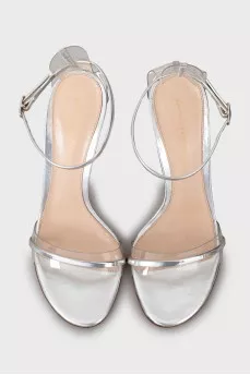 Silver high heel sandals