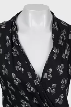 Silk dress in combined print