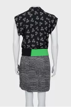 Silk dress in combined print